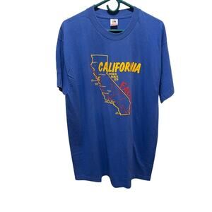 Vintage 'California Does Have It's Faults' T-Shirt Single Stitch Blue Men's XL